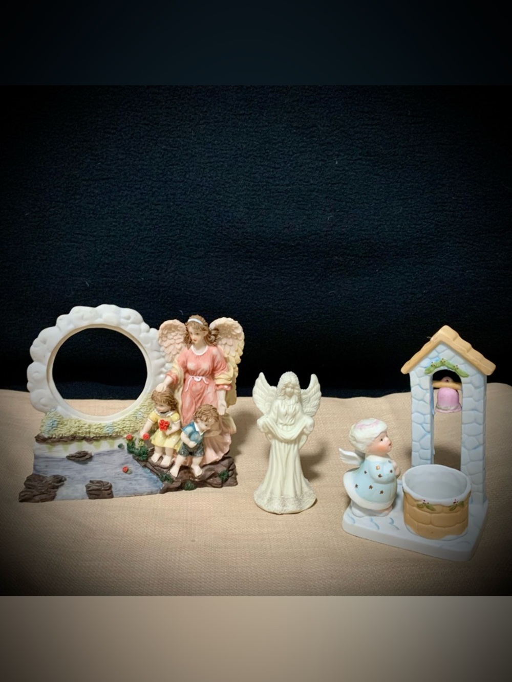 💗(3) Porcelain Angel Figurines & Photo Frame Bundle